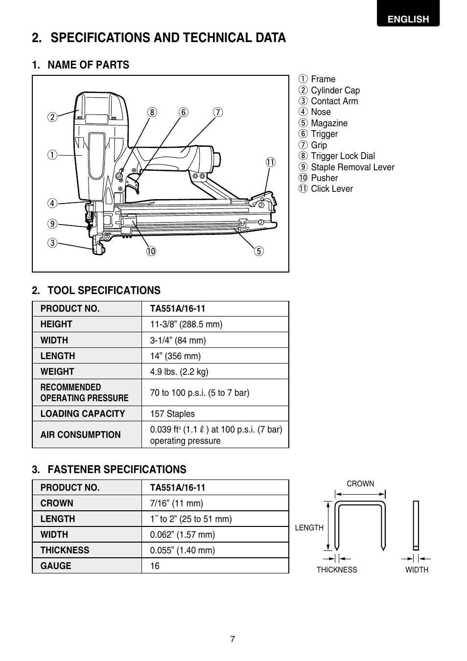 Specifications and technical data | MAX TA551A/16-11 User Manual | Page 7 / 15