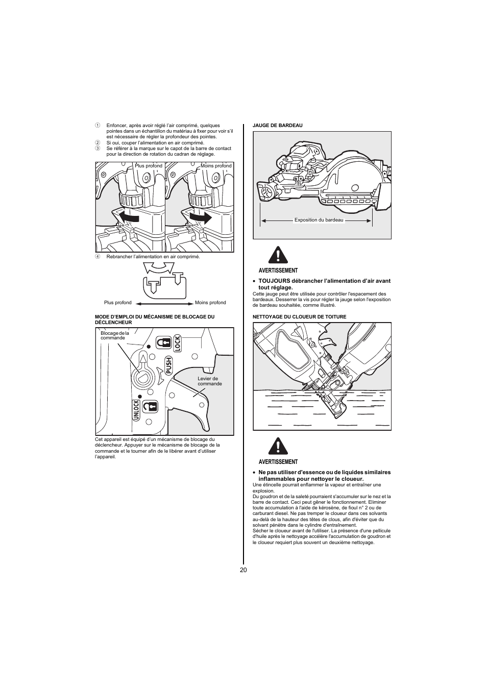 2 si oui, couper l’alimentation en air comprimé, 4 rebrancher l’alimentation en air comprimé, Avertissement | MAX CN445R2 User Manual | Page 20 / 40