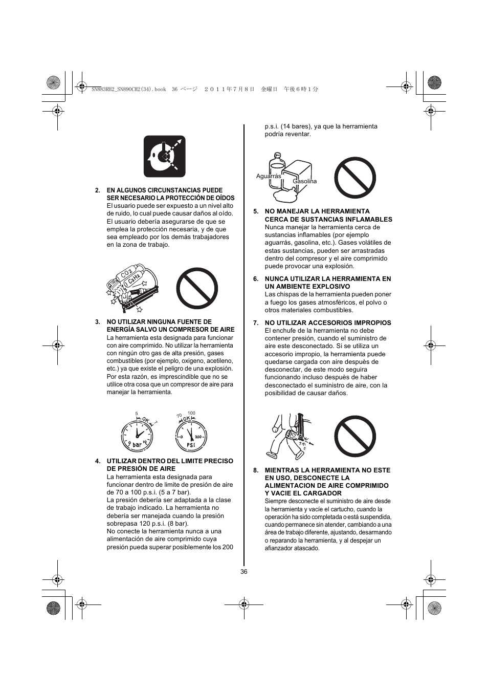 No utilizar accesorios impropios | MAX SN883RH2 User Manual | Page 36 / 60