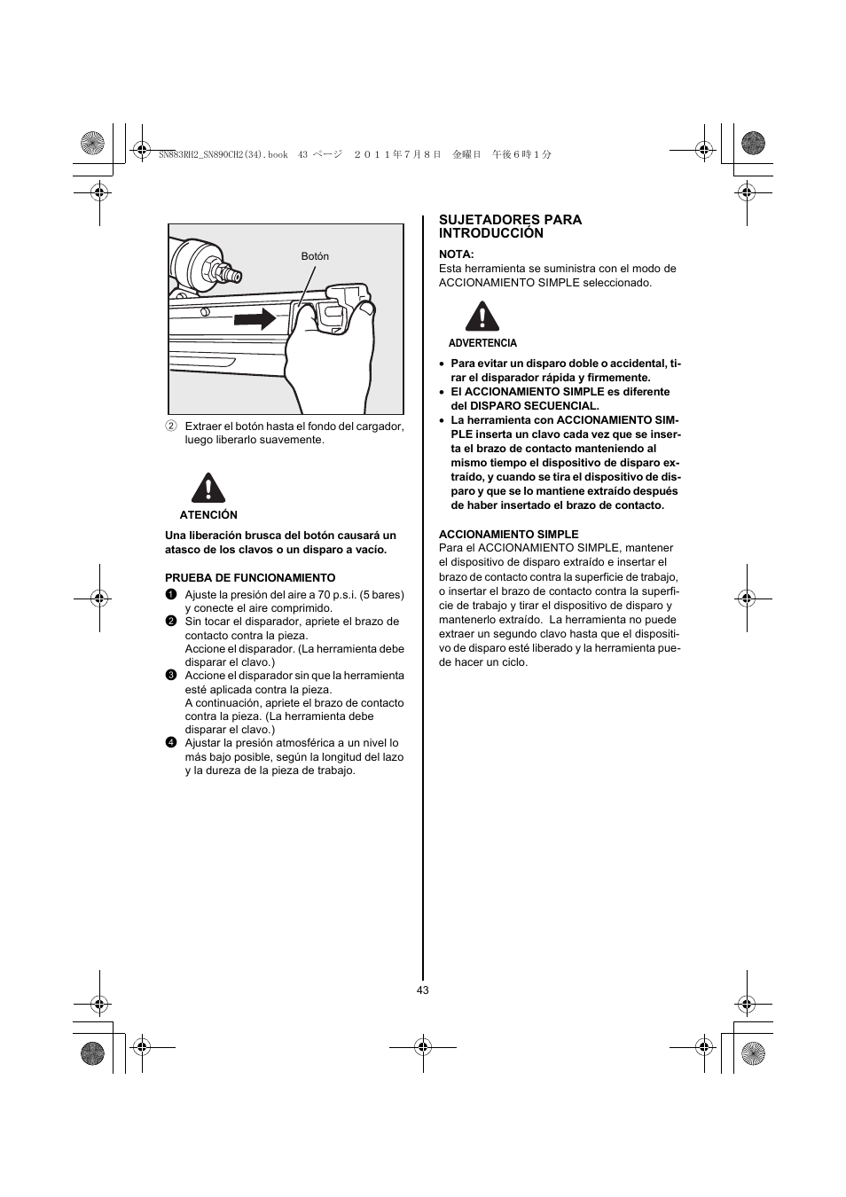 Atención, Advertencia | MAX SN883RH2 User Manual | Page 43 / 60