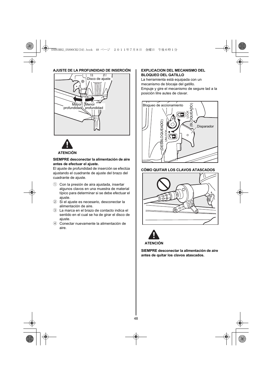 Atención, 4 conectar nuevamente la alimentación de aire | MAX SN883RH2 User Manual | Page 48 / 60