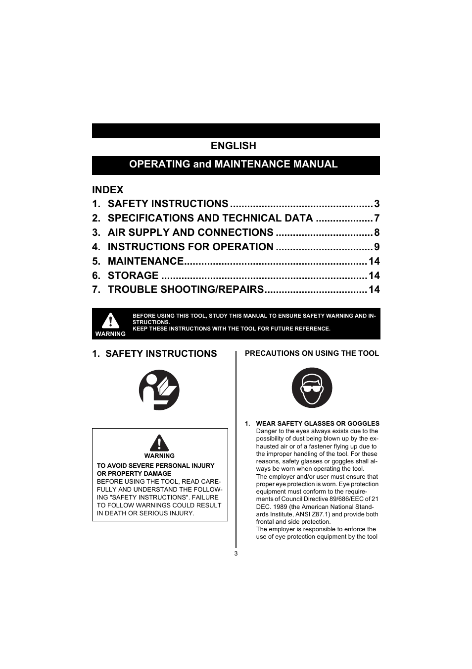 English operating and maintenance manual, Safety instructions | MAX HS130(CE) User Manual | Page 3 / 14
