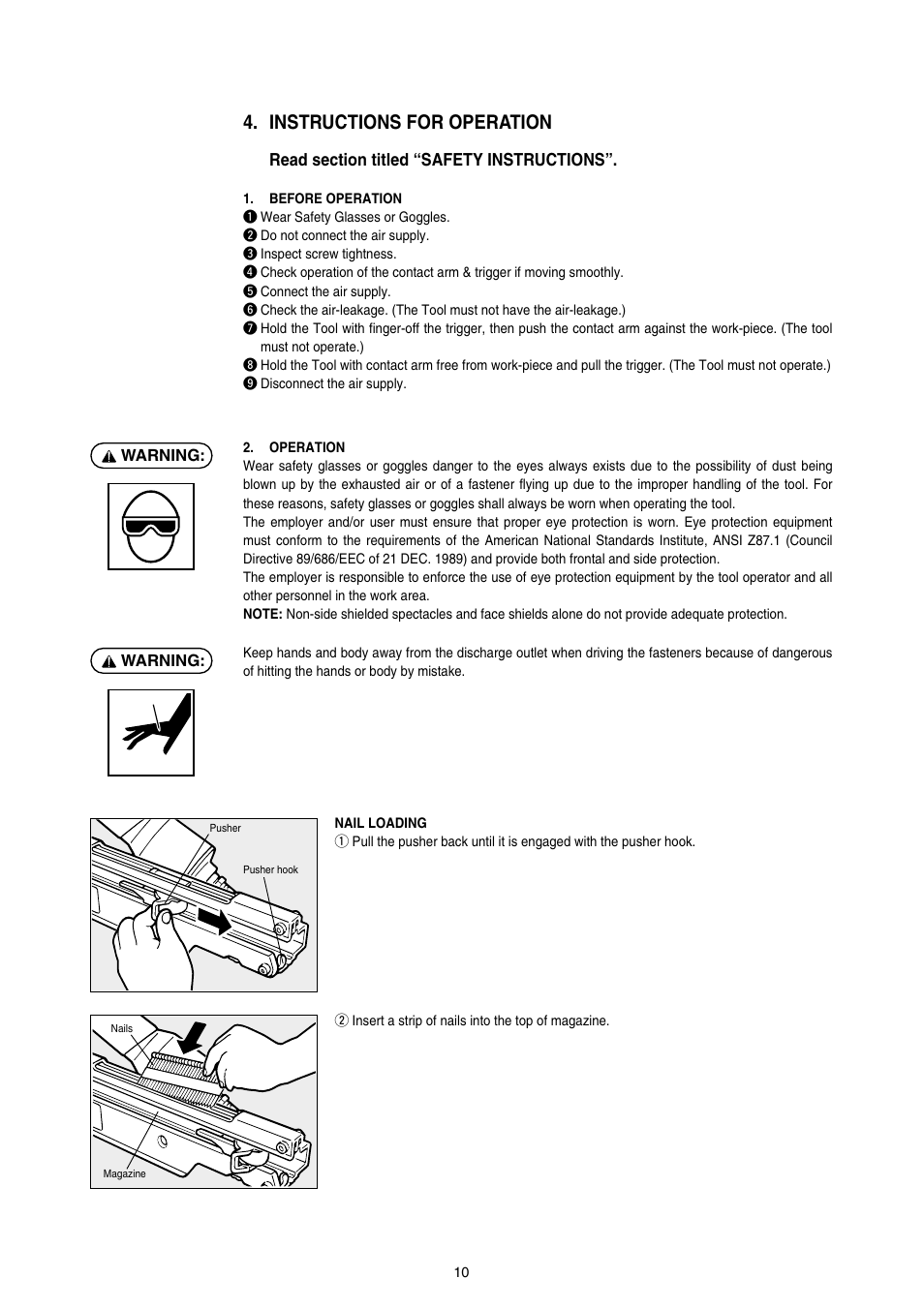 Instructions for operation | MAX SN890RH-R User Manual | Page 10 / 44