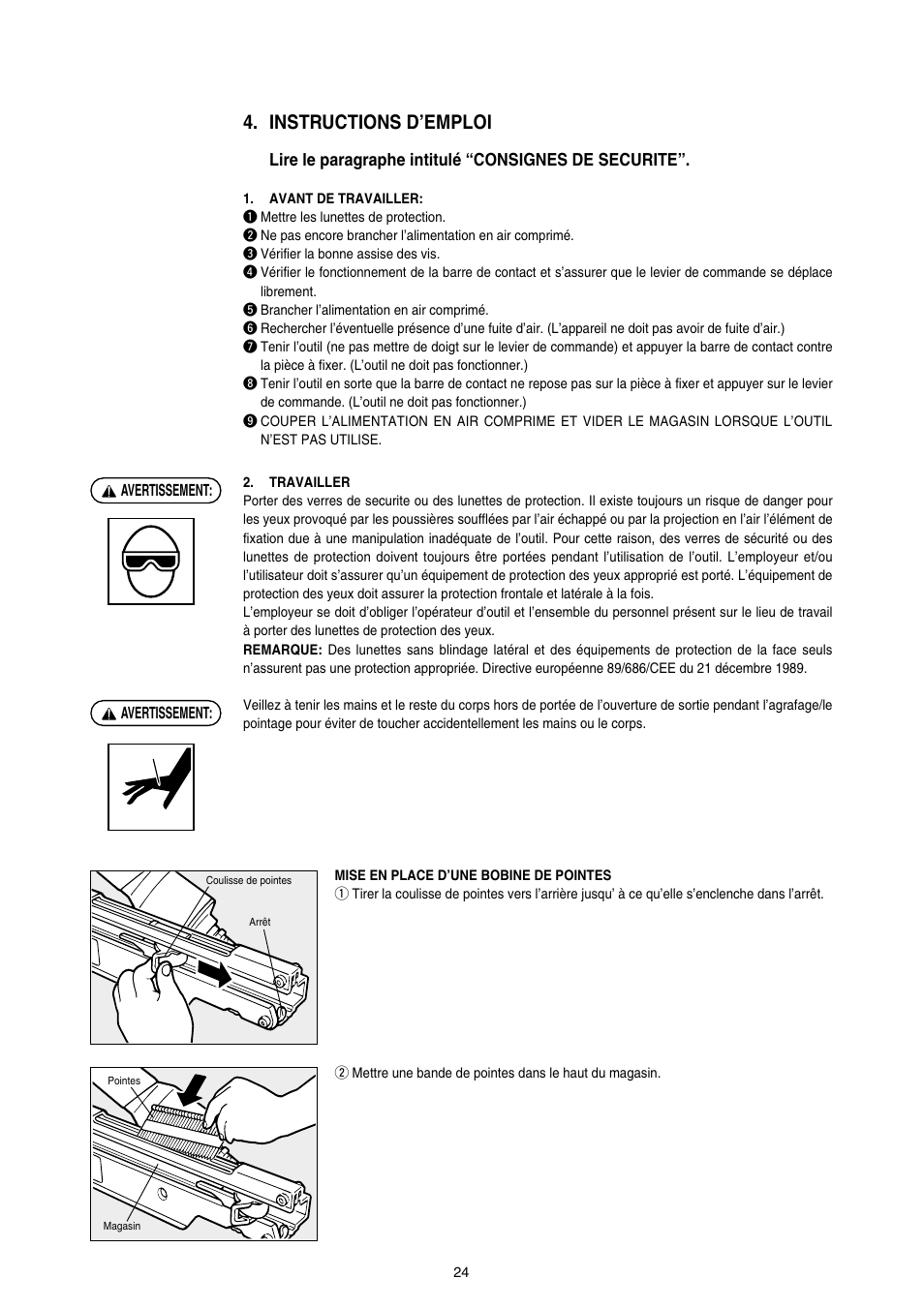 Instructions d’emploi, Lire le paragraphe intitulé “consignes de securite | MAX SN890RH-R User Manual | Page 24 / 44