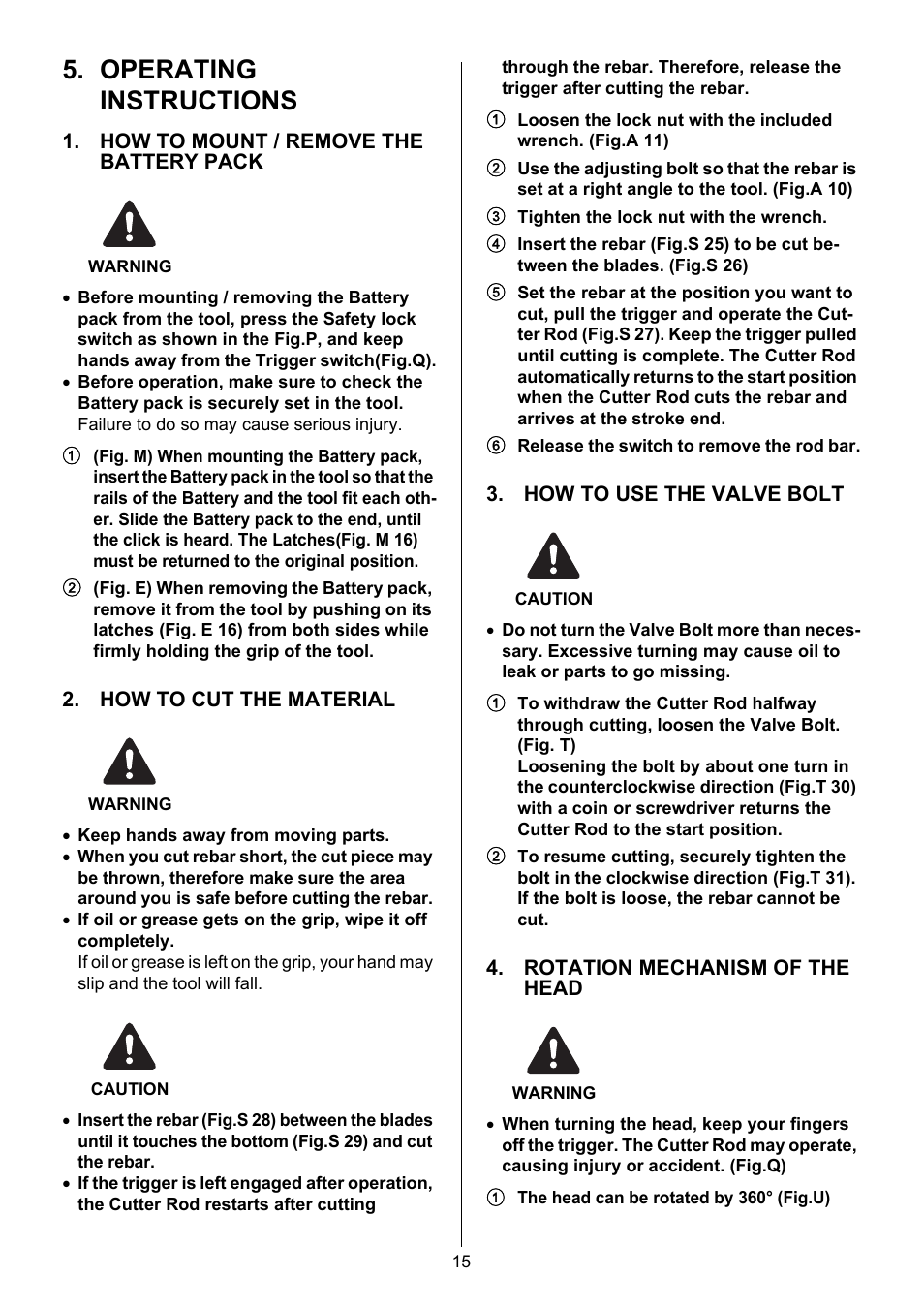 Operating instructions | MAX PJRC160 User Manual | Page 15 / 16