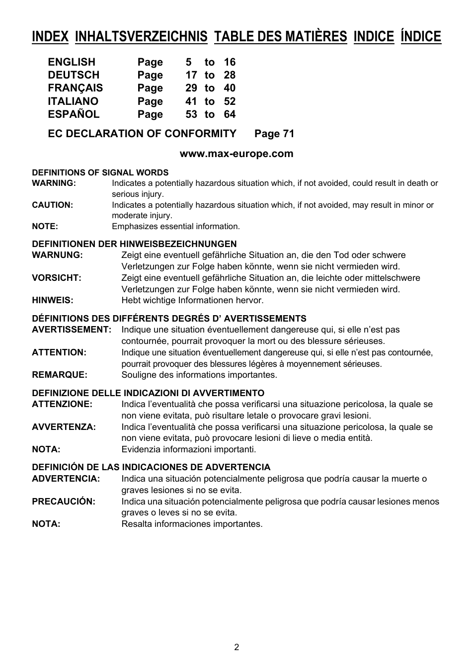 MAX PJRC160 User Manual | Page 2 / 16