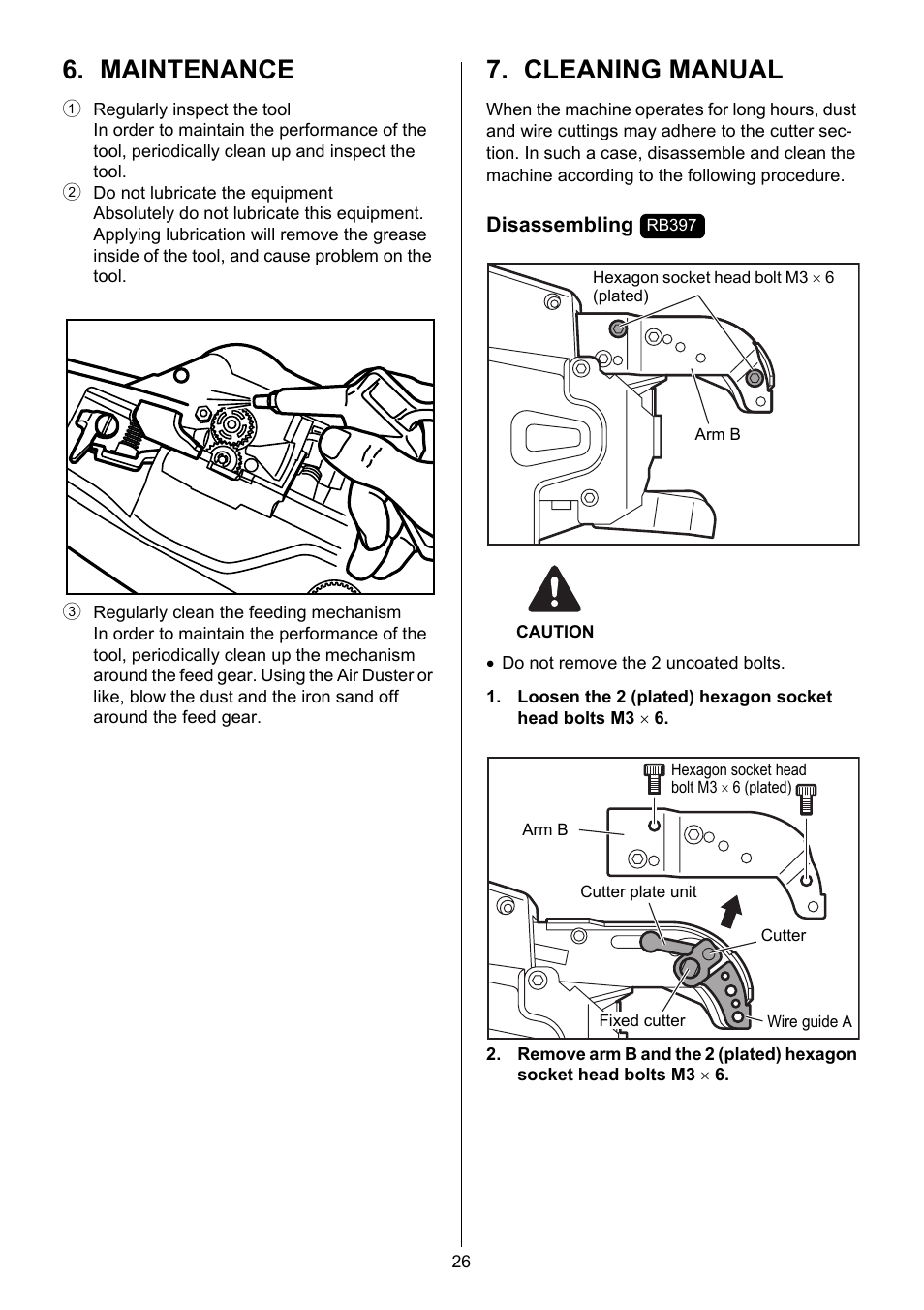 Maintenance, Cleaning manual, Maintenance 7. cleaning manual | MAX RB397(CE) User Manual | Page 25 / 33