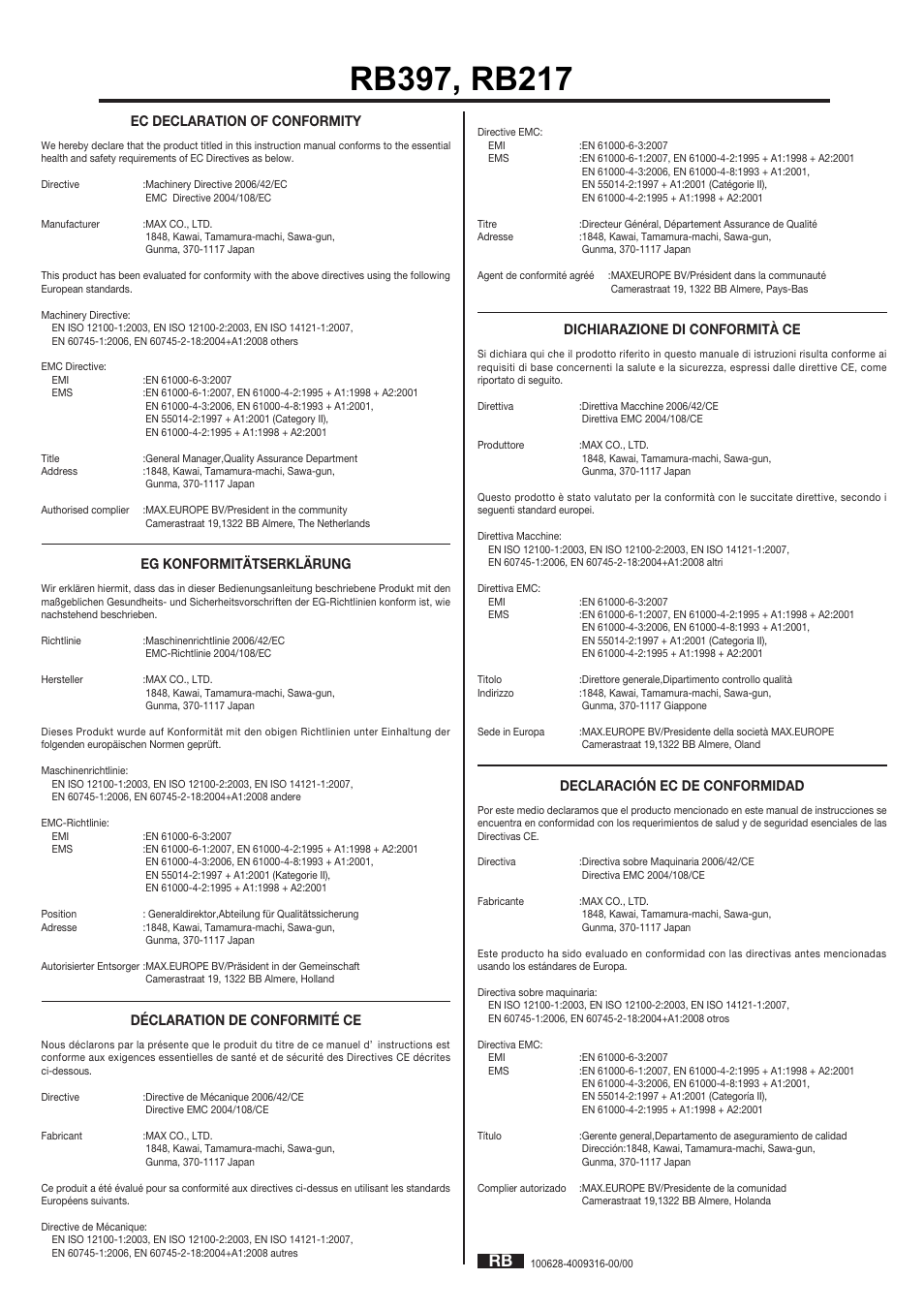 MAX RB397(CE) User Manual | Page 32 / 33