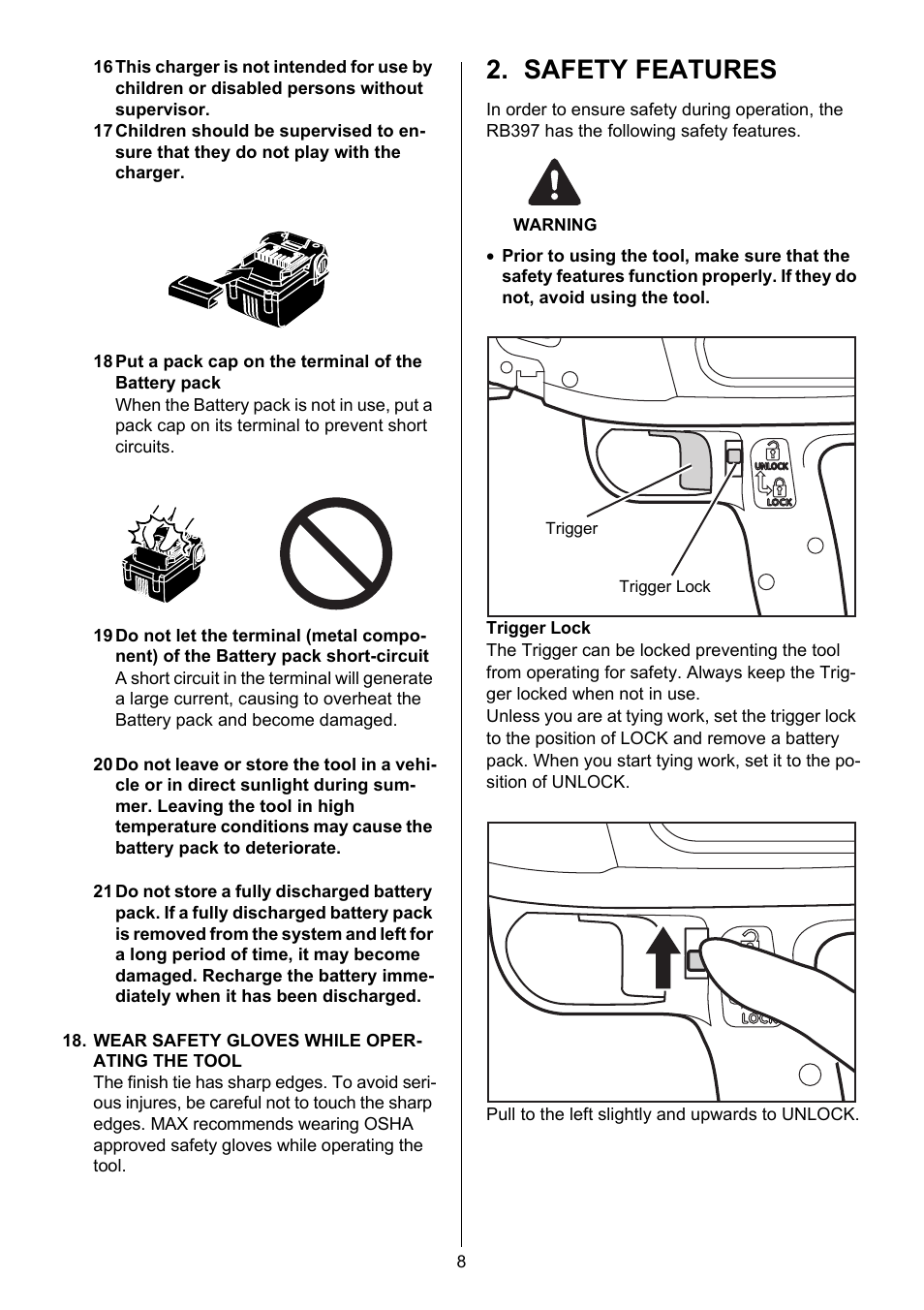 Safety features | MAX RB397(USA) User Manual | Page 7 / 27