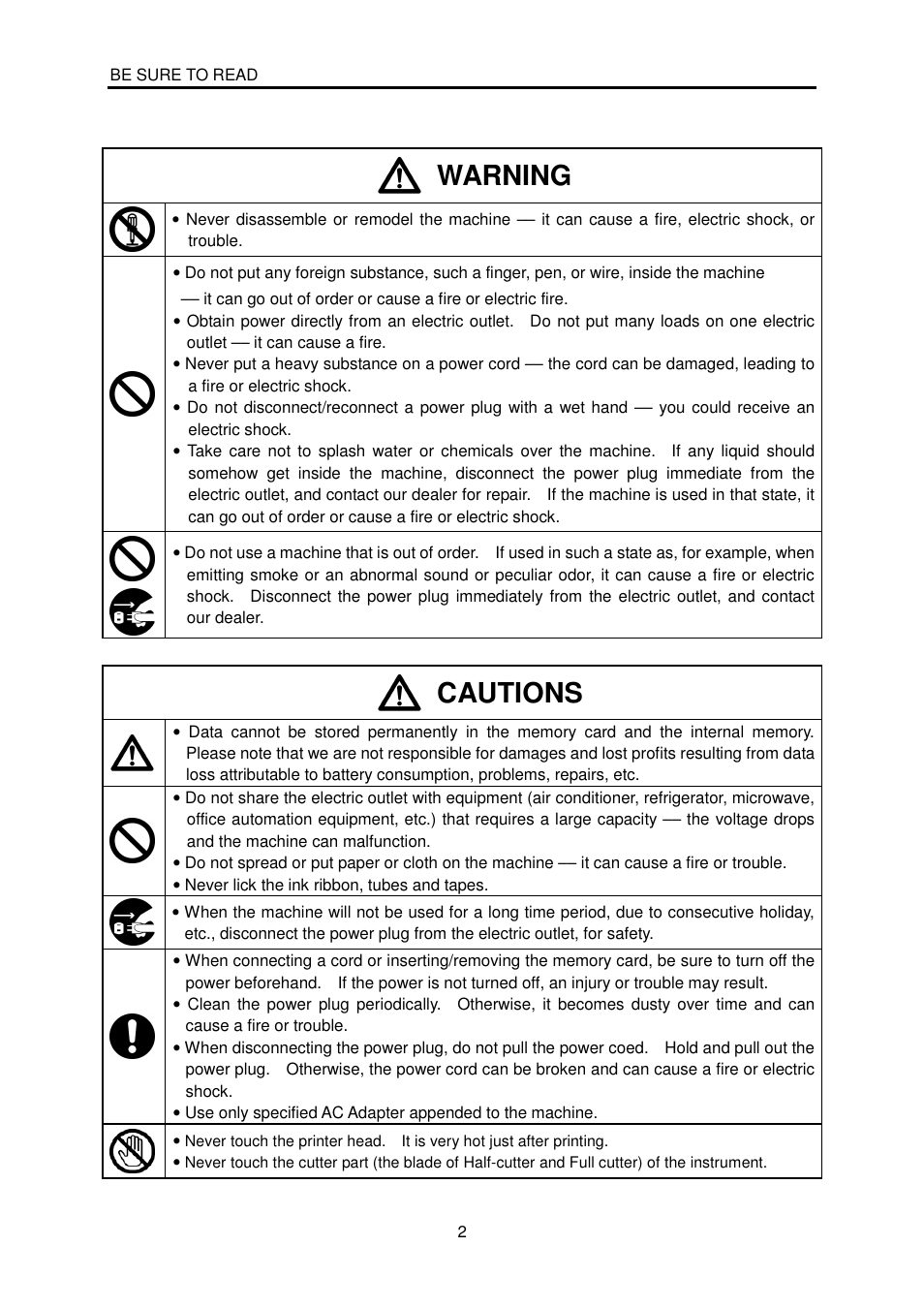 Warning, Cautions | MAX LM-380A User Manual | Page 2 / 64