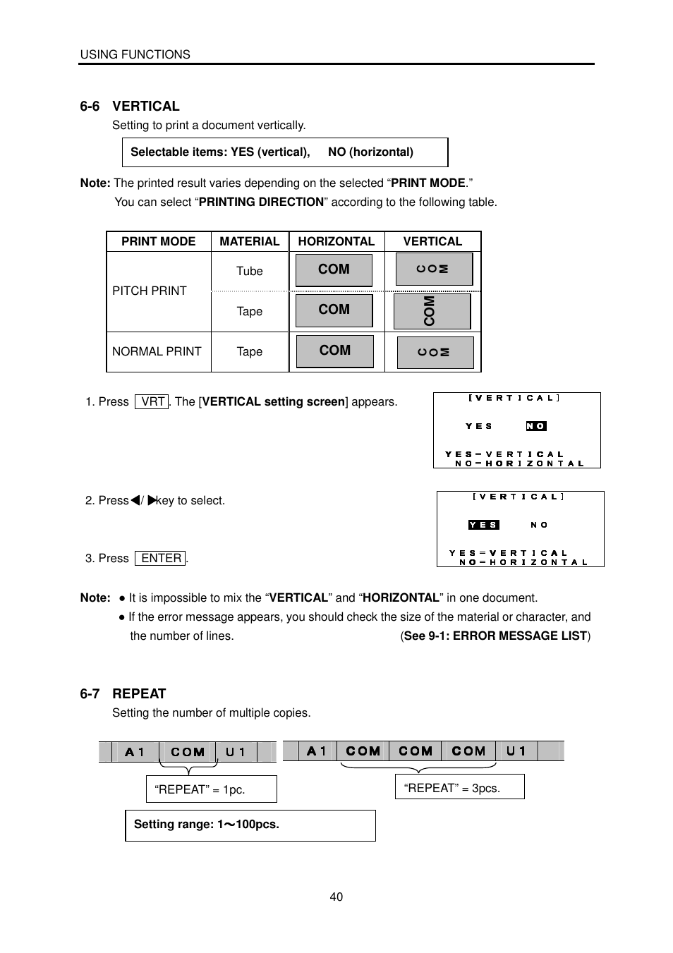 6 vertical, 7 repeat, Co m | MAX LM-380A User Manual | Page 40 / 64