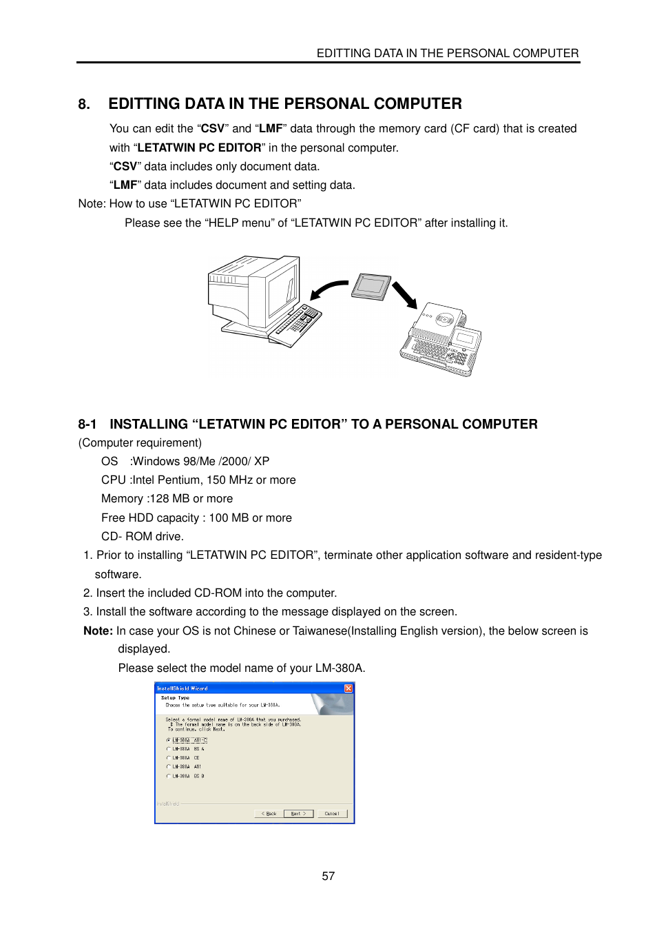 Editting data in the personal computer | MAX LM-380A User Manual | Page 57 / 64
