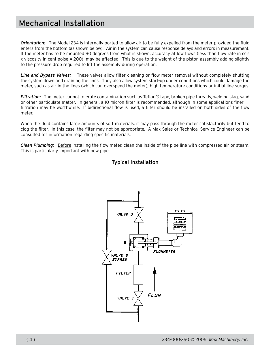 Mechanical installation | Max Machinery 234 Flow Meter User Manual | Page 4 / 15