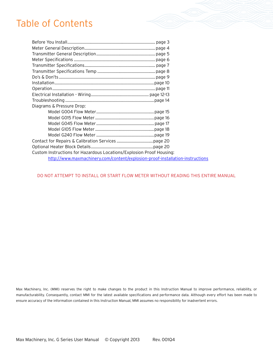 Max Machinery G240 Gear Flow Meter User Manual | Page 2 / 20