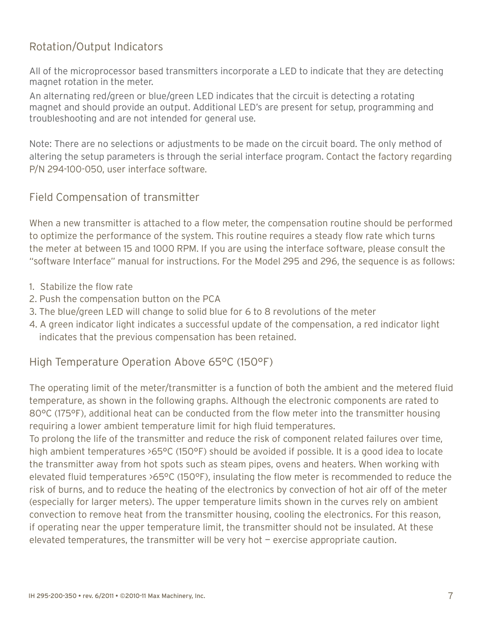 Max Machinery 290 Series Analog (295, 296 and G Series Transmitters) User Manual | Page 7 / 12