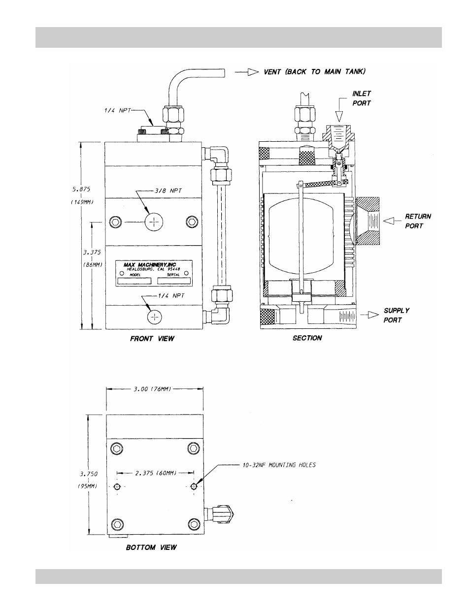 Level controller drawings | Max Machinery 370 Series Level Controllers User Manual | Page 3 / 5