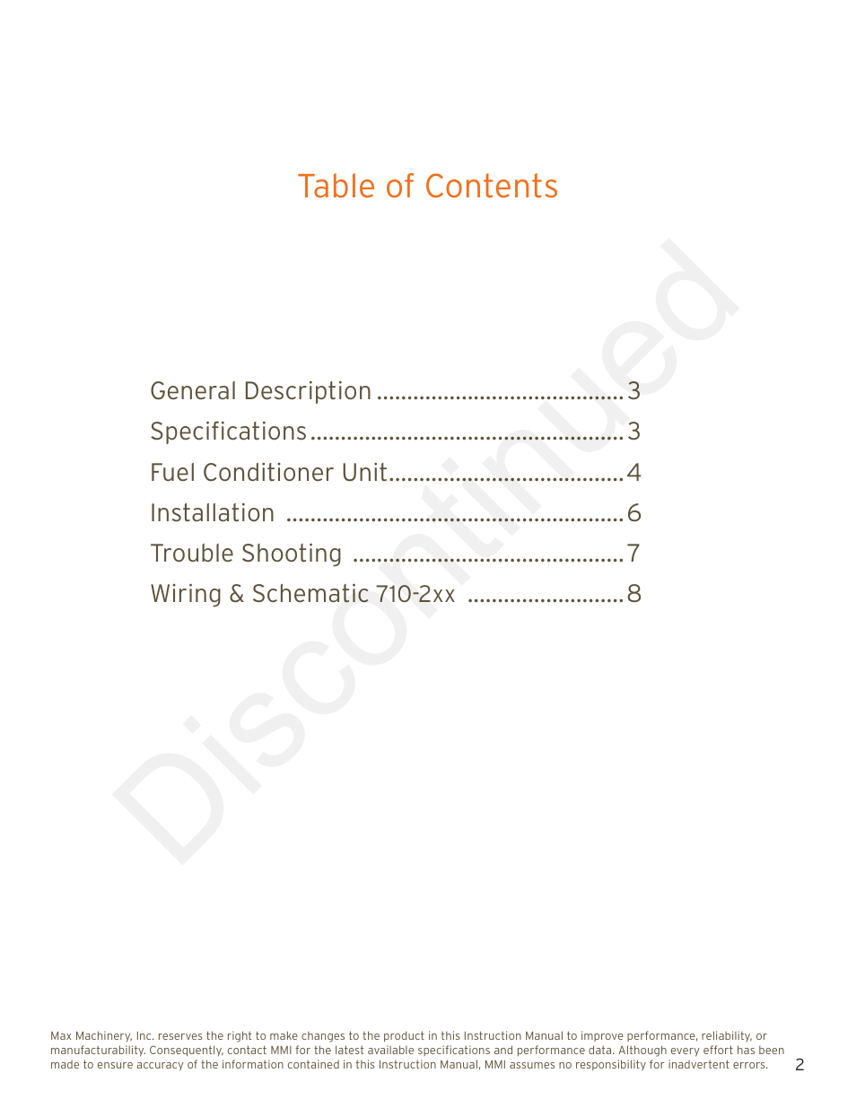 Discontinued | Max Machinery 710 Wall Mount User Manual | Page 2 / 8