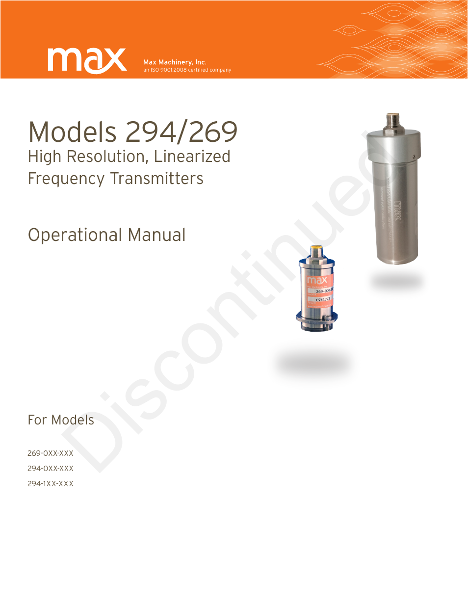 Max Machinery 294_269 High Resolution, Linearized Frequency Transmitters User Manual | 8 pages