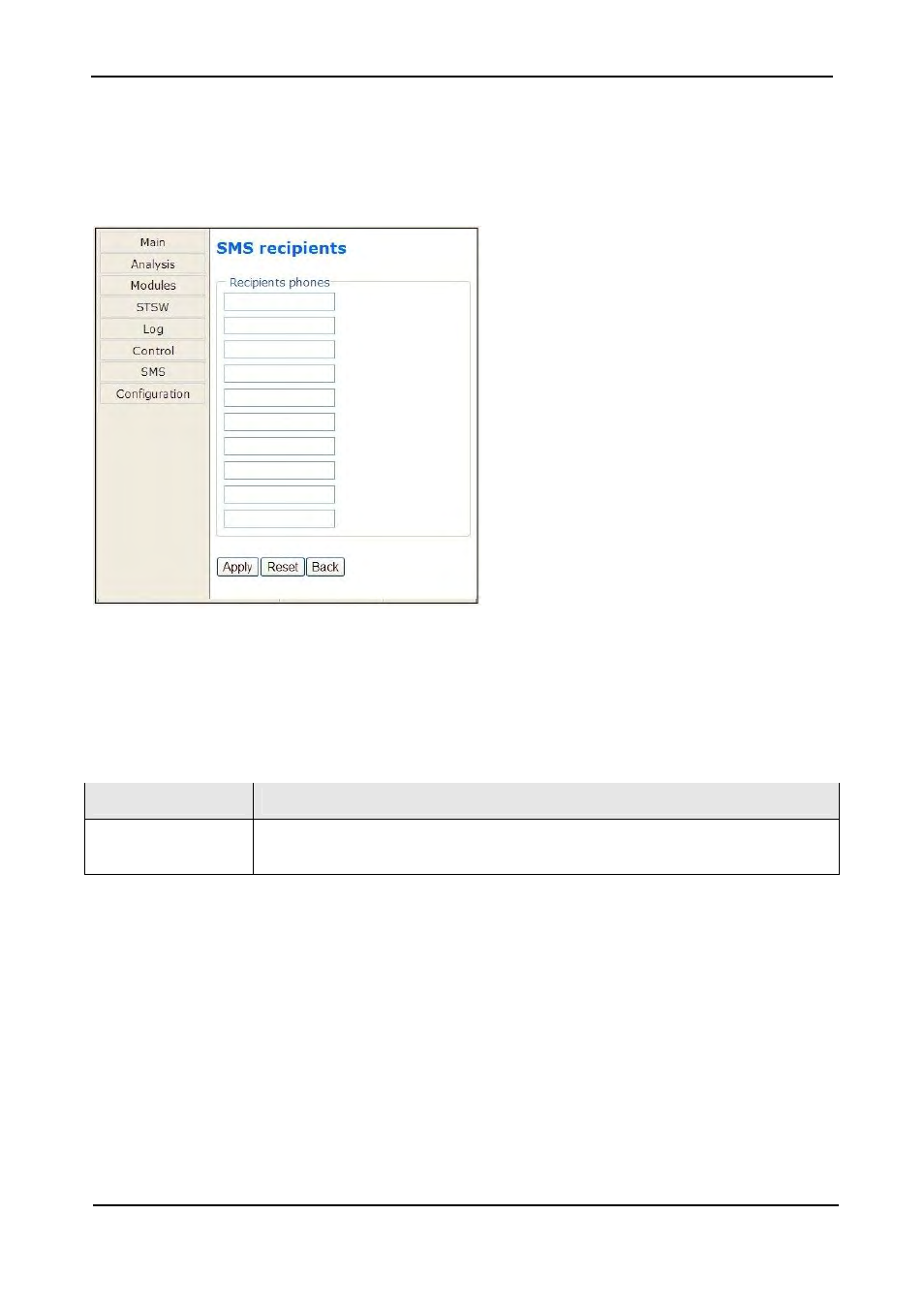 8 defining sms notifications, Defining sms notifications, Igure | Efining, Recipients, Able, Ields in the, Notification target definition screen | MaxPower Corp Gamatronic Power+ RM100 User Manual | Page 170 / 183