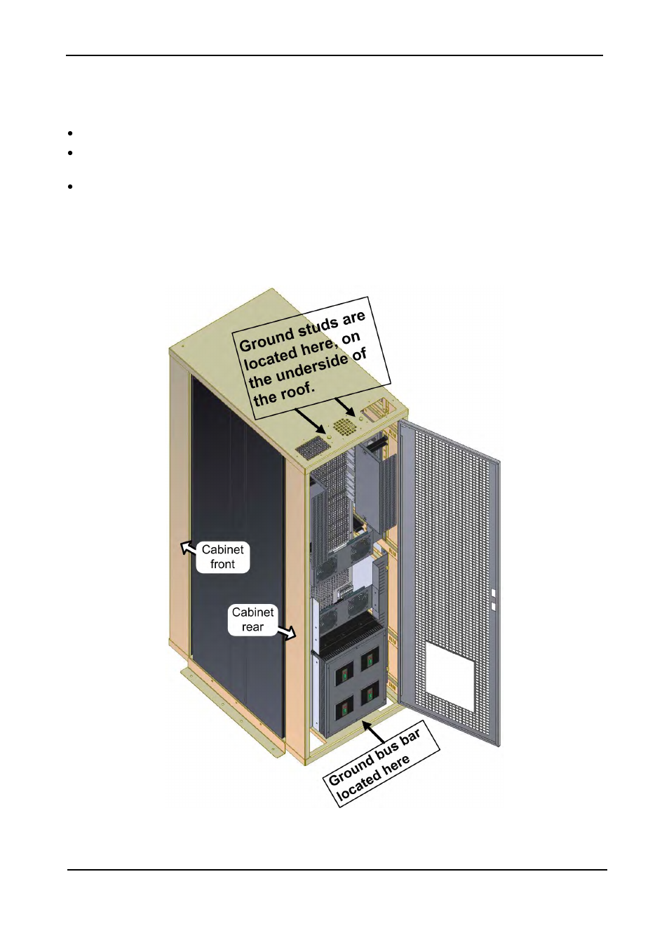 3 ground connections, Ground connections, Igure | Round connections on the, Cabinet roof | MaxPower Corp Gamatronic Power+ RM100 User Manual | Page 46 / 183