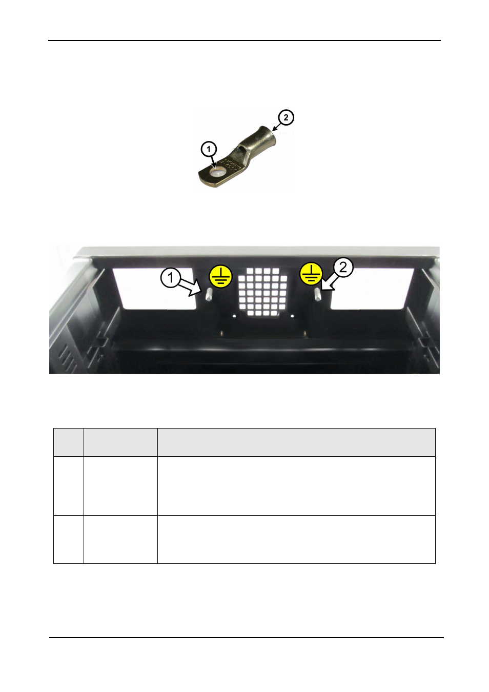 Igure, Rimp, Type cable shoes recommended for all ground cables | Round studs on, Cabinet roof, View from below, Able, Ey to | MaxPower Corp Gamatronic Power+ RM100 User Manual | Page 47 / 183