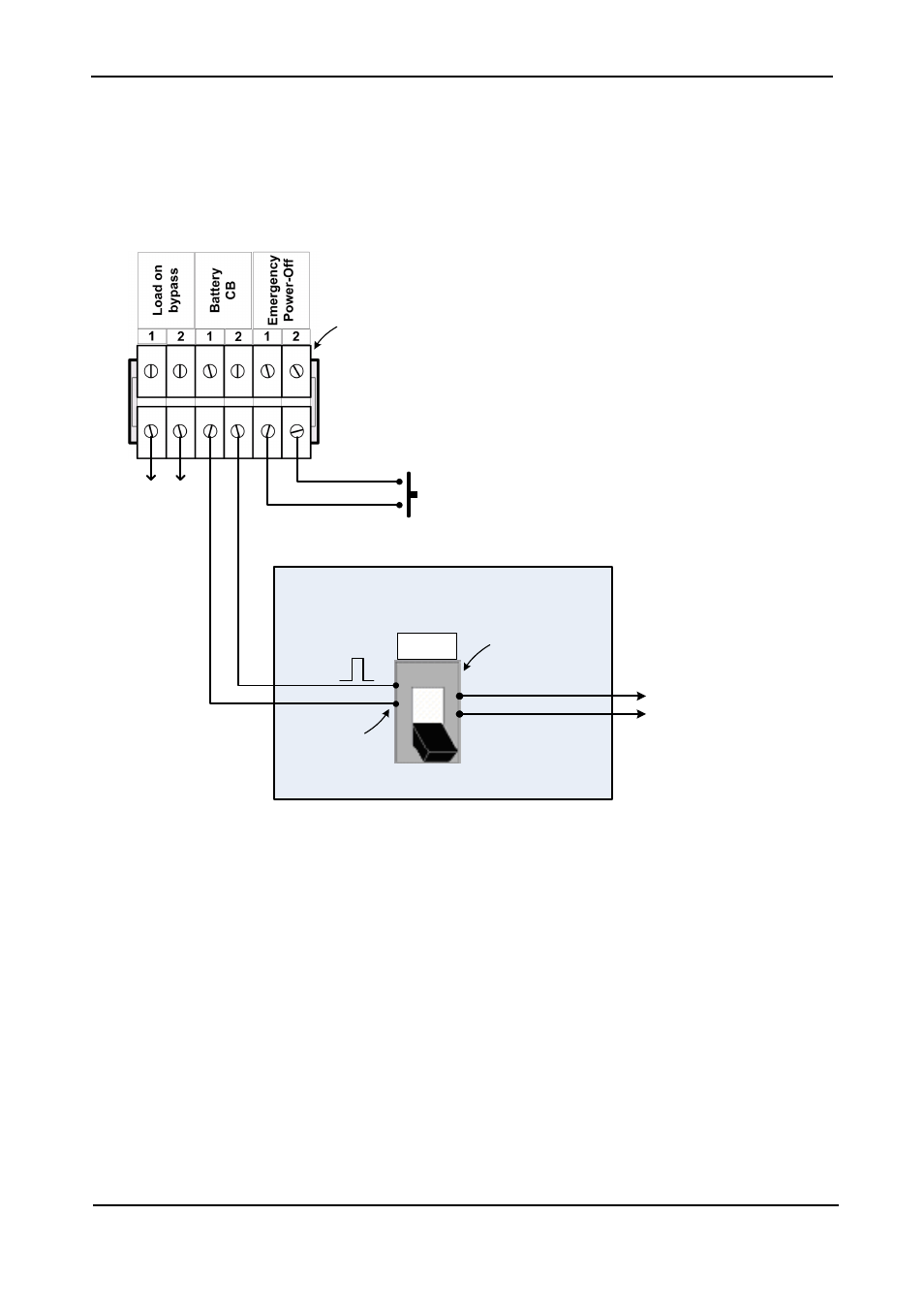 6 special terminal connections, 1 load on bypass alarm, 2 battery trip coil | Special terminal connections, Load on bypass alarm, Battery trip coil, Igure, Pecial purpose terminal connections | MaxPower Corp Gamatronic Power+ RM100 User Manual | Page 53 / 183