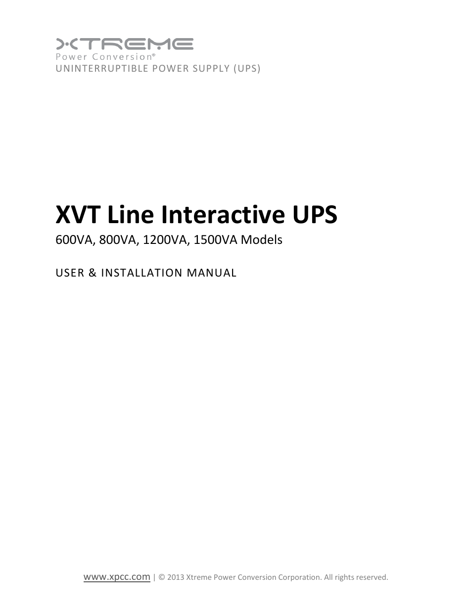 MaxPower Corp XVT Series User Manual | 19 pages