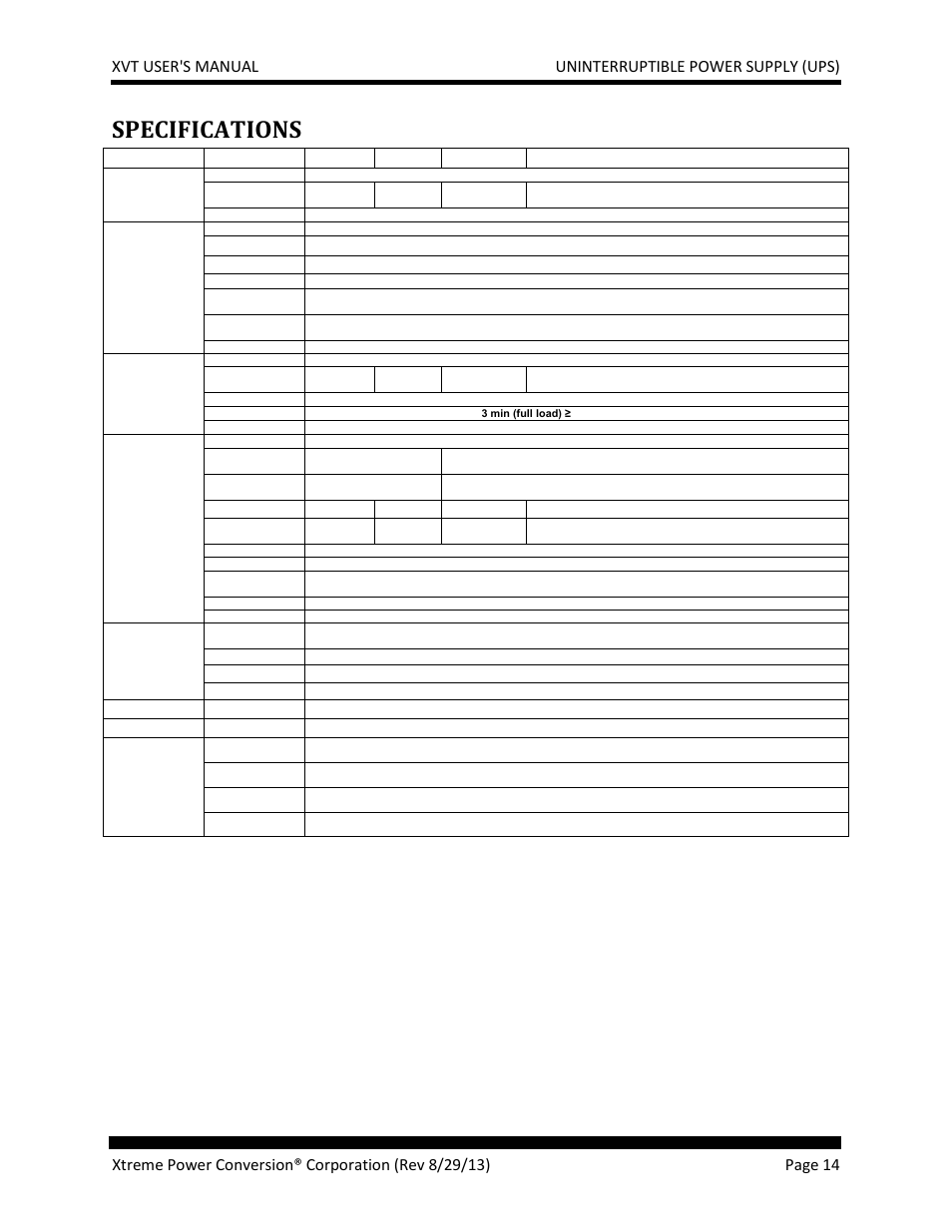 Specifications, Shipping list | MaxPower Corp XVT Series User Manual | Page 14 / 19