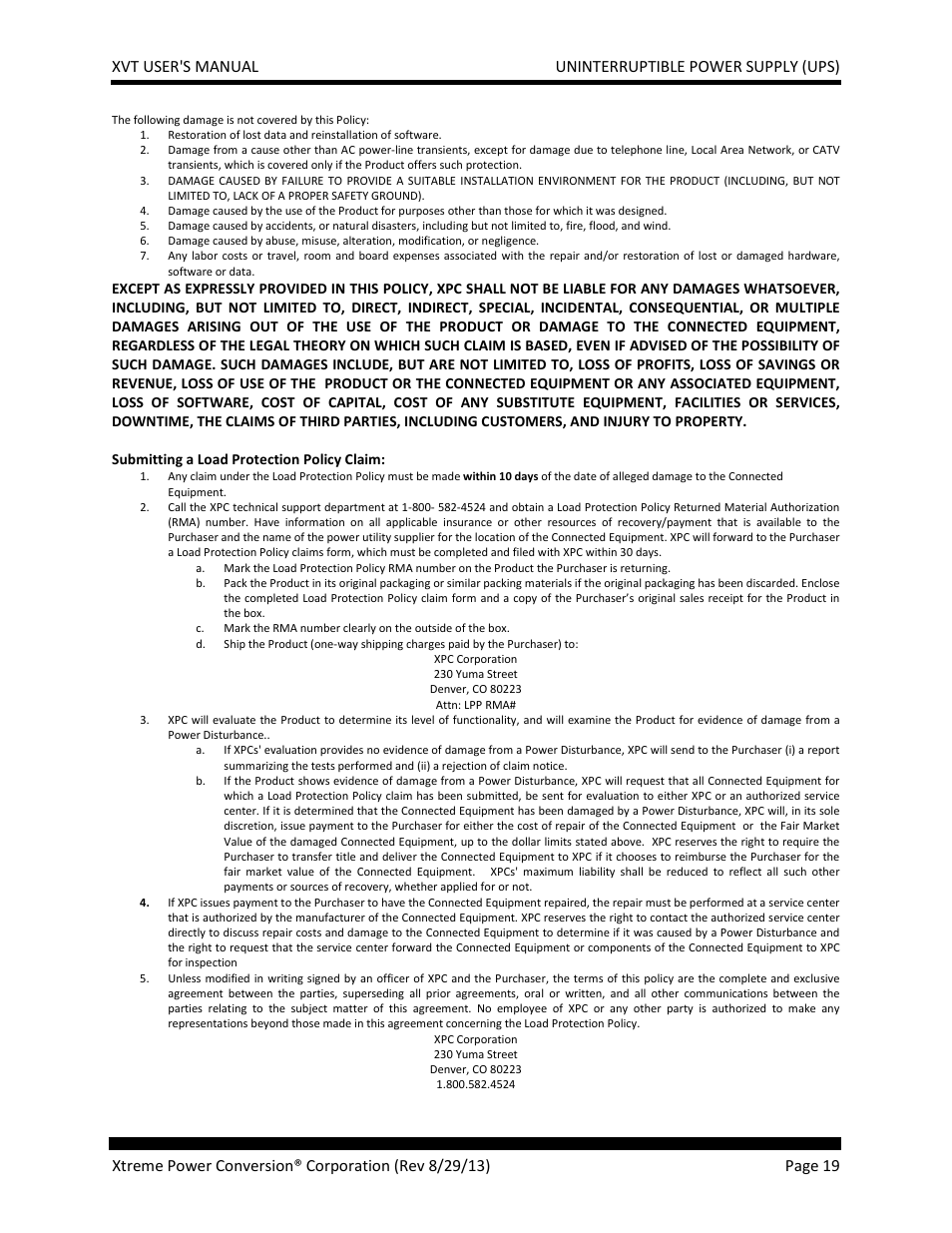 MaxPower Corp XVT Series User Manual | Page 19 / 19