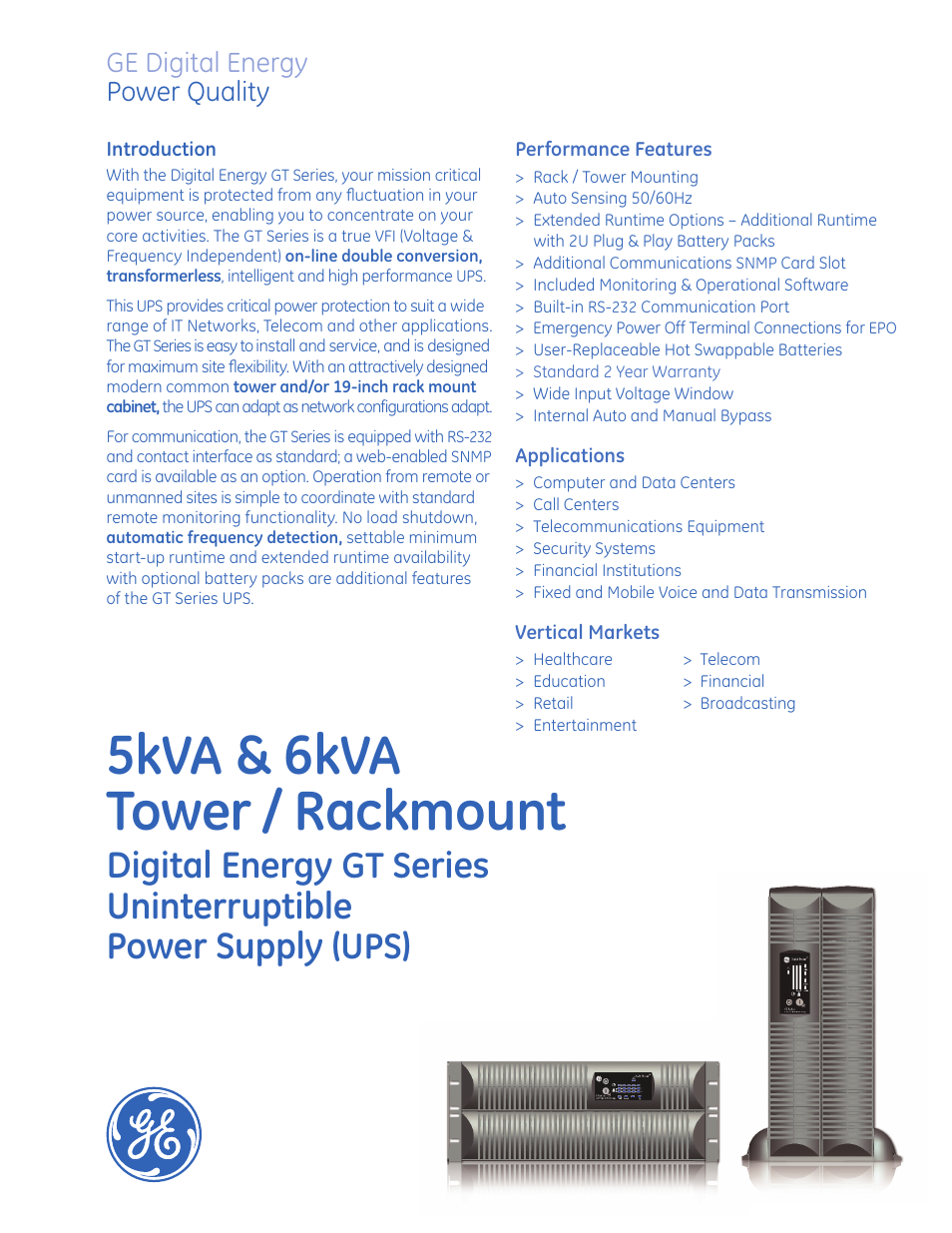 MaxPower Corp GE GT Series 5 & 6kVA User Manual | 2 pages