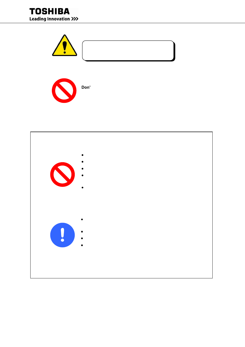 Safety precautions, Warning 2 | MaxPower Corp Toshiba G9000 Series User Manual | Page 13 / 76