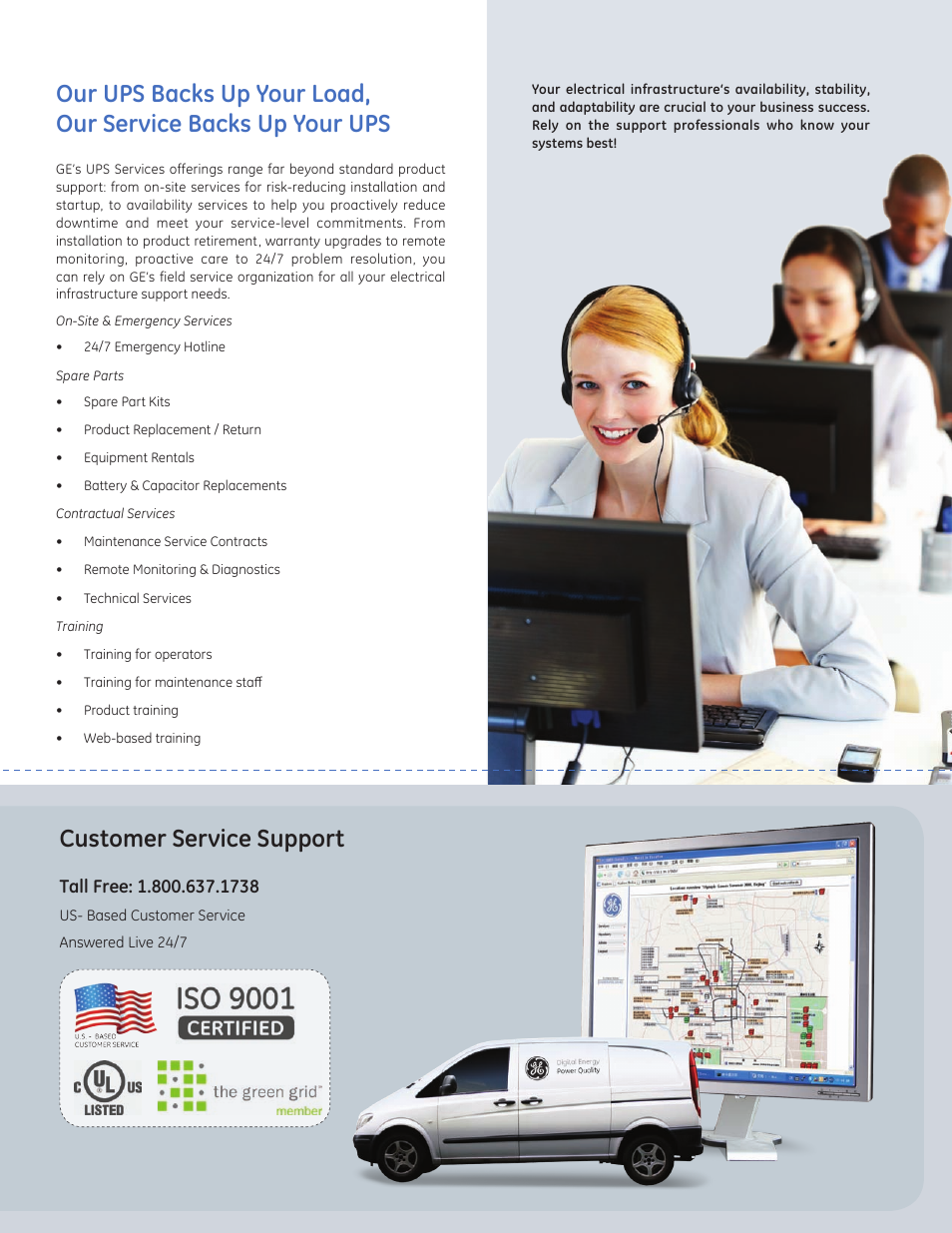 Customer service support | MaxPower Corp GE SG Series 10-150kVA User Manual | Page 11 / 12