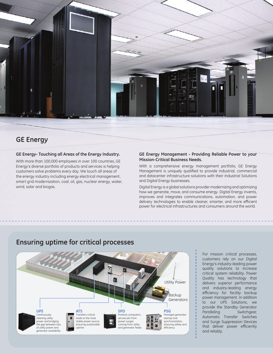 Ge energy ensuring uptime for critical processes | MaxPower Corp GE SG Series 10-150kVA User Manual | Page 2 / 12