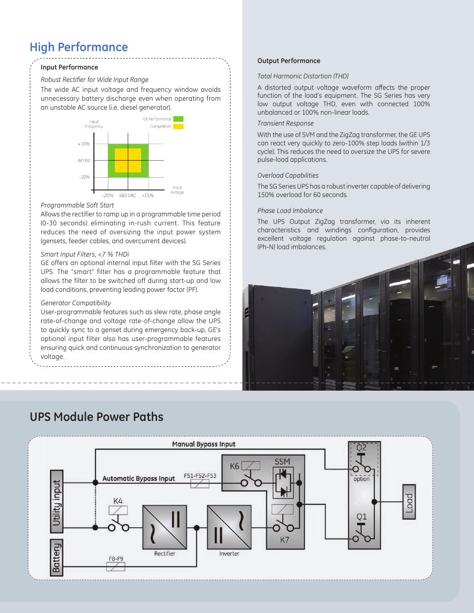 High performance, Ups module power paths | MaxPower Corp GE SG Series 10-150kVA User Manual | Page 5 / 12