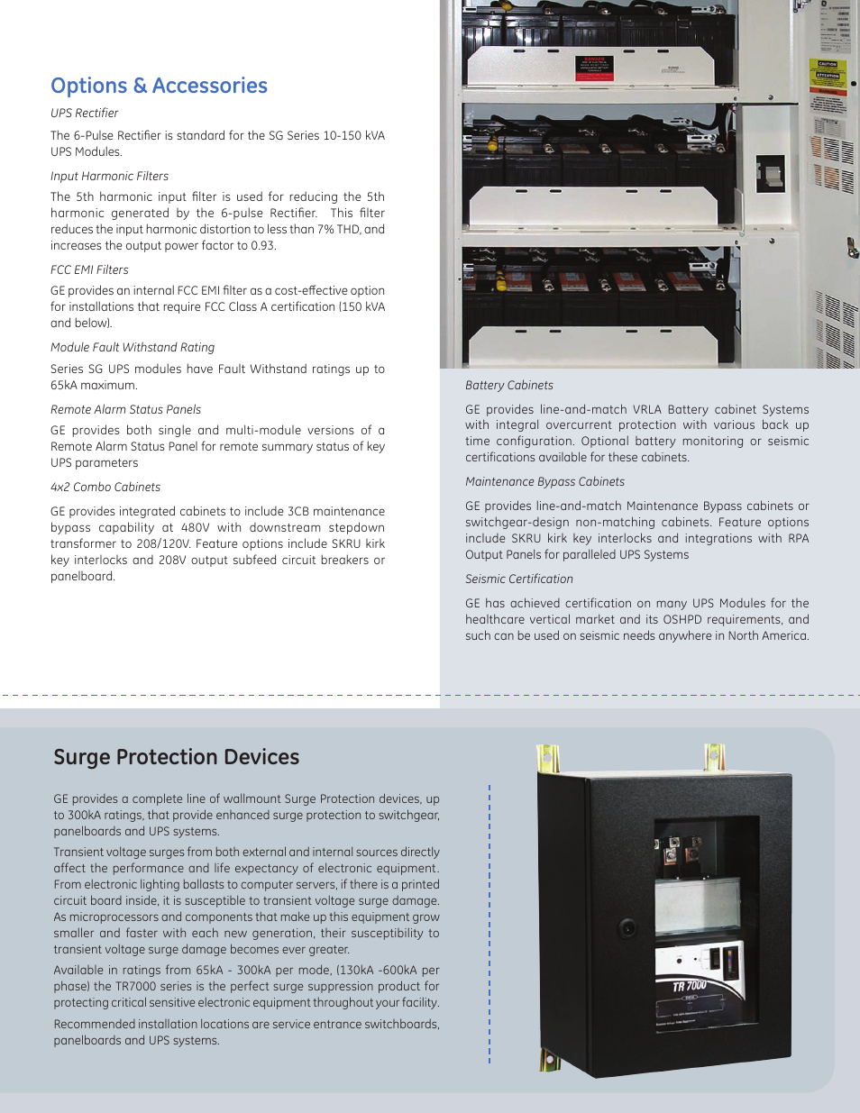 Options & accessories, Surge protection devices | MaxPower Corp GE SG Series 10-150kVA User Manual | Page 9 / 12