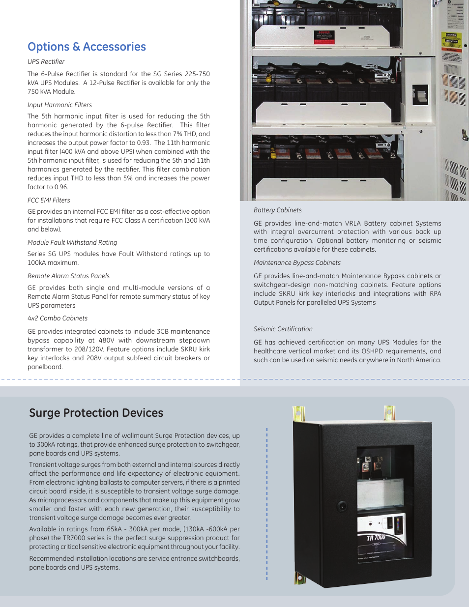 Options & accessories, Surge protection devices | MaxPower Corp GE SG Series 225-750kVA User Manual | Page 11 / 16