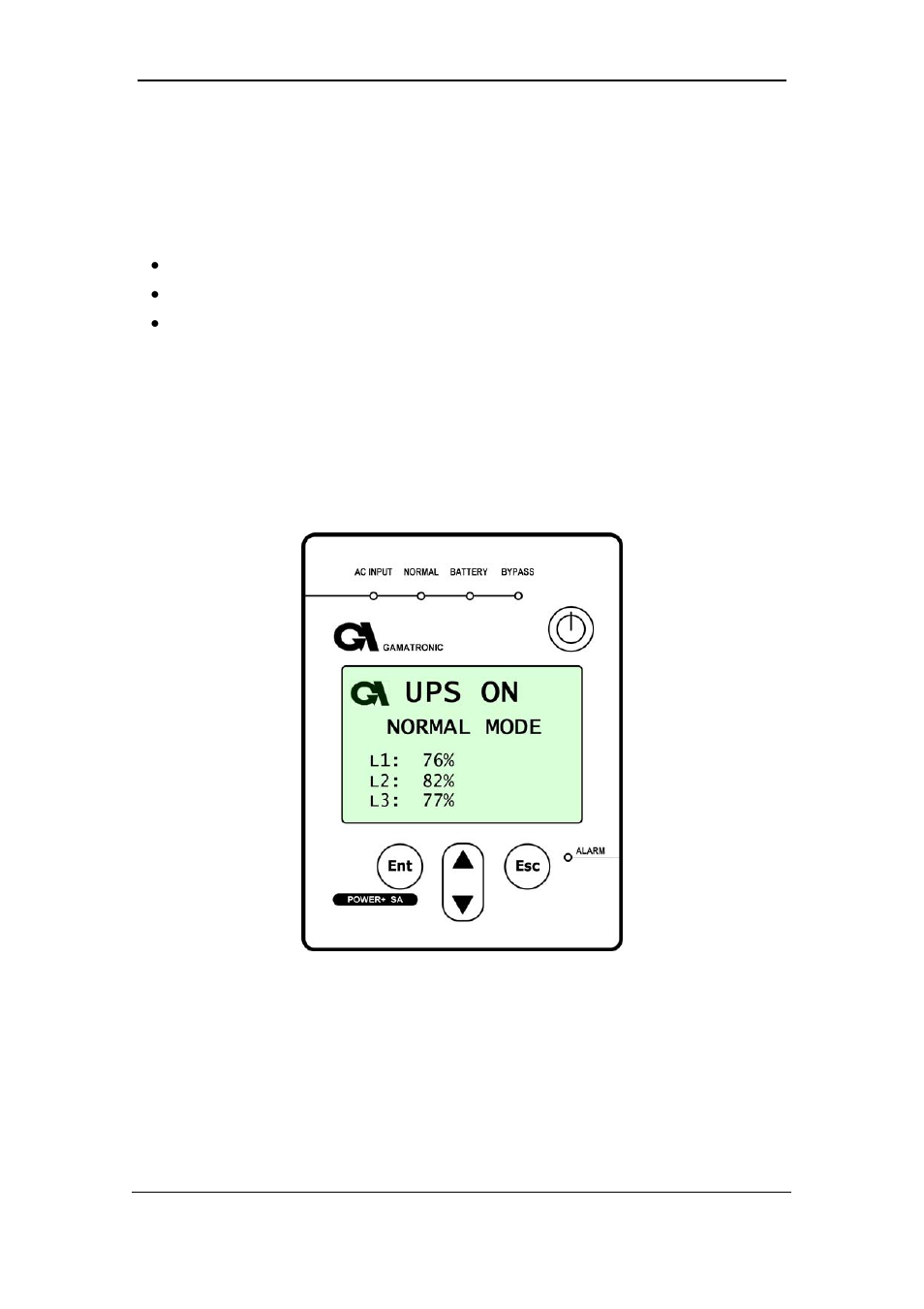 Operating modes, Normal mode, Figure 3-1: normal mode display | 1 normal mode | MaxPower Corp Gamatronic Power+ SA User Manual | Page 18 / 96