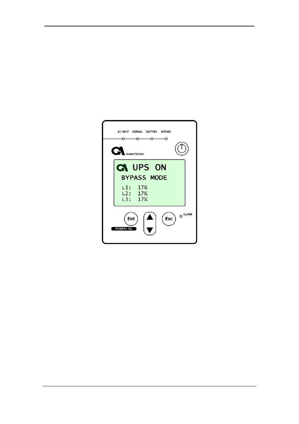 Bypass mode, Figure 3-3: bypass mode display, 3 bypass mode | MaxPower Corp Gamatronic Power+ SA User Manual | Page 20 / 96