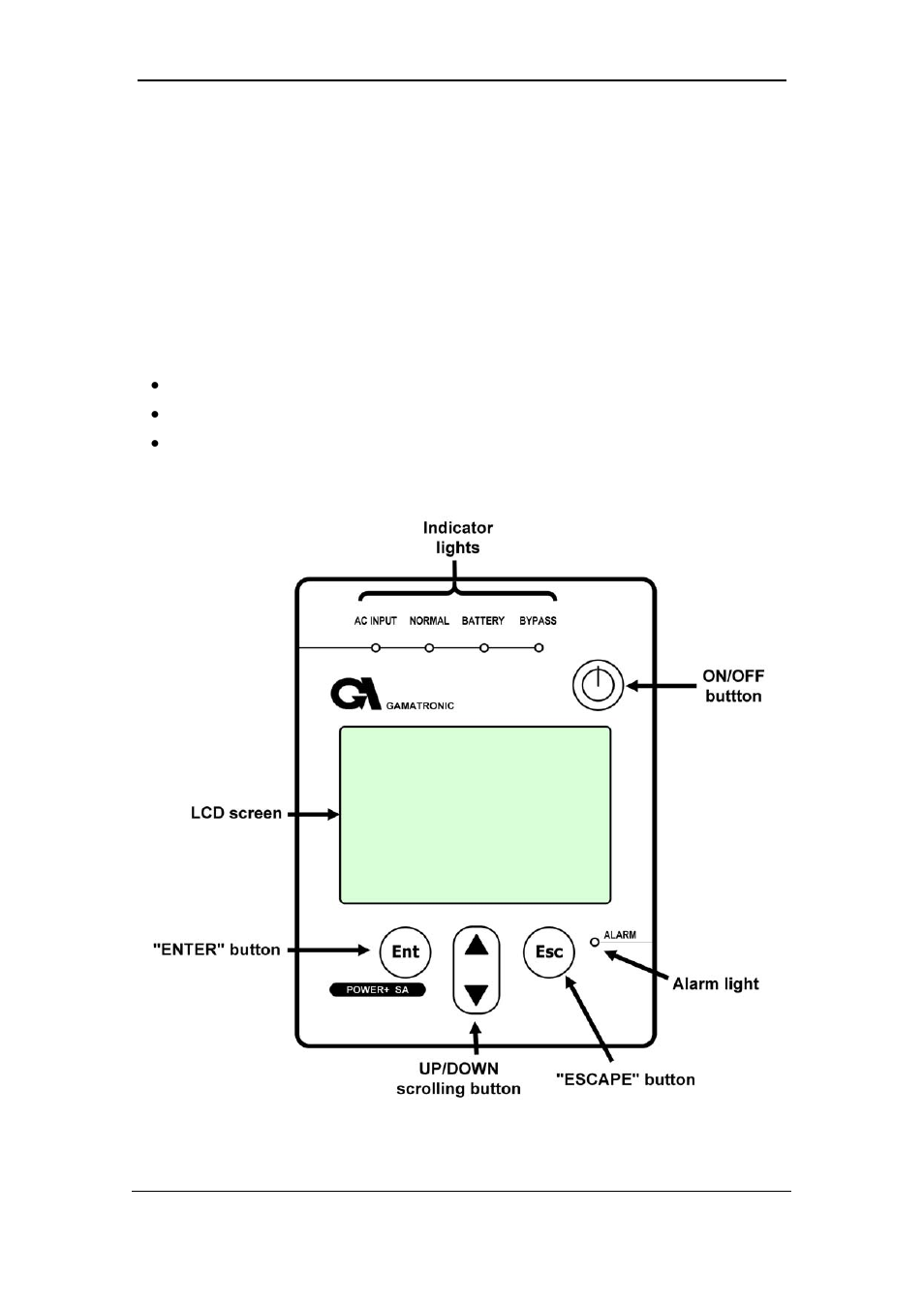 User interface, Control panel, Figure 4-1: the power+ sa control panel | 1 control panel | MaxPower Corp Gamatronic Power+ SA User Manual | Page 21 / 96