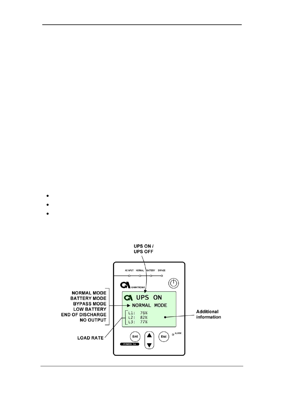 The p, Ower, Sa display screen | The main screen, 2 the p, 1 the main screen | MaxPower Corp Gamatronic Power+ SA User Manual | Page 23 / 96