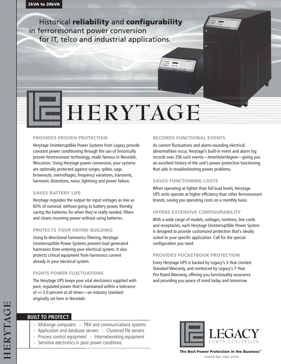 MaxPower Corp Herytage Uninterruptible Power Systems User Manual | 2 pages