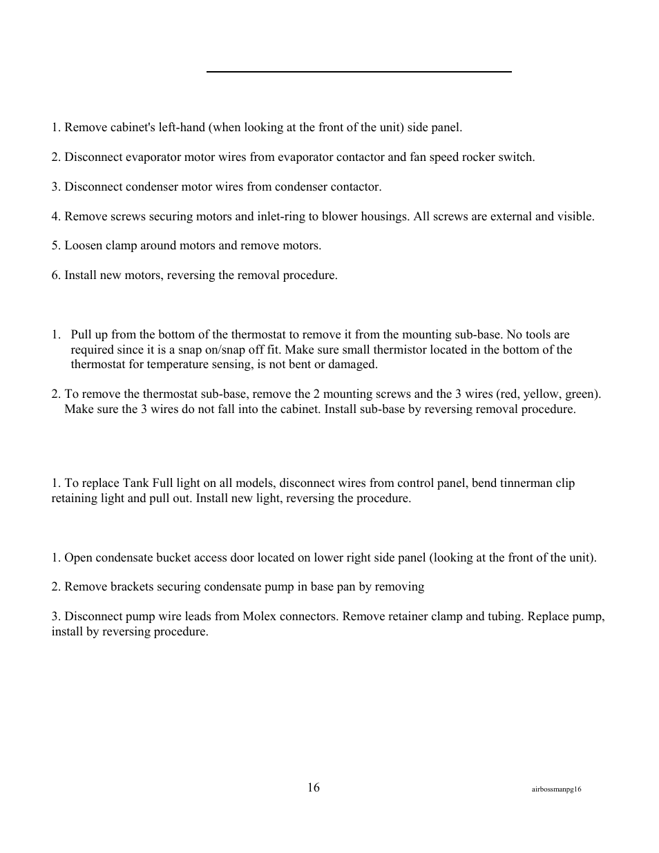 Replacement procedure for parts | MaxPower Corp OceanAire Portable User Manual | Page 18 / 31