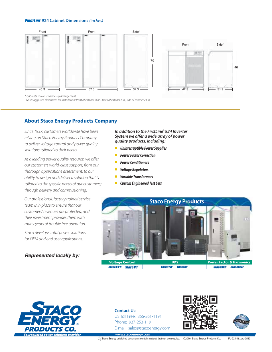 About staco energy products company, Represented locally by | MaxPower Corp FirstLine 924 8, 12, 16kW User Manual | Page 4 / 4