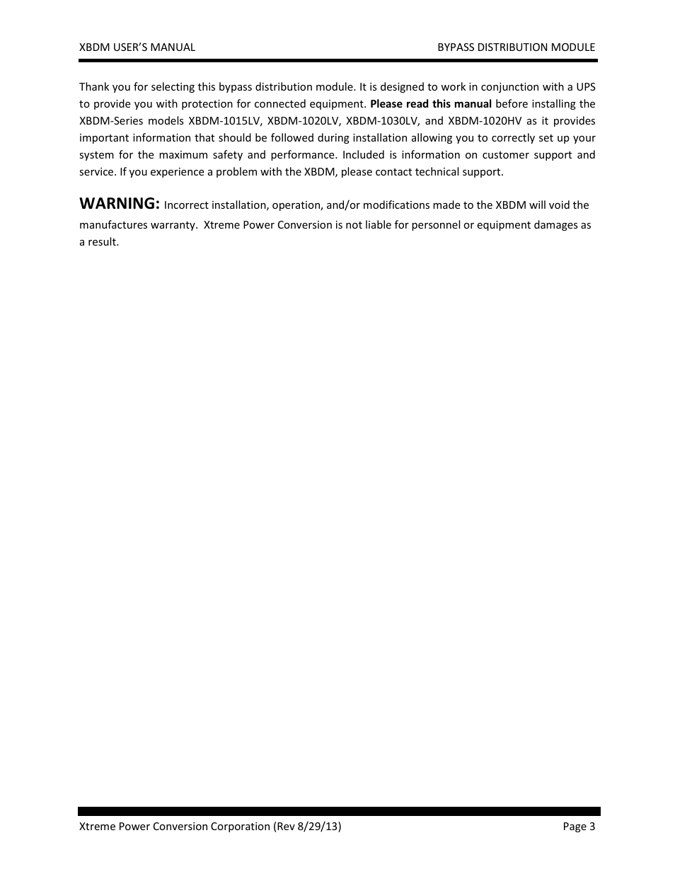 Warning | MaxPower Corp XBDM User Manual | Page 3 / 22
