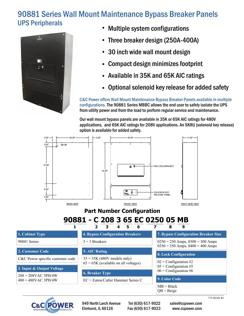 MaxPower Corp 90881 Series Wall Mount User Manual | 1 page