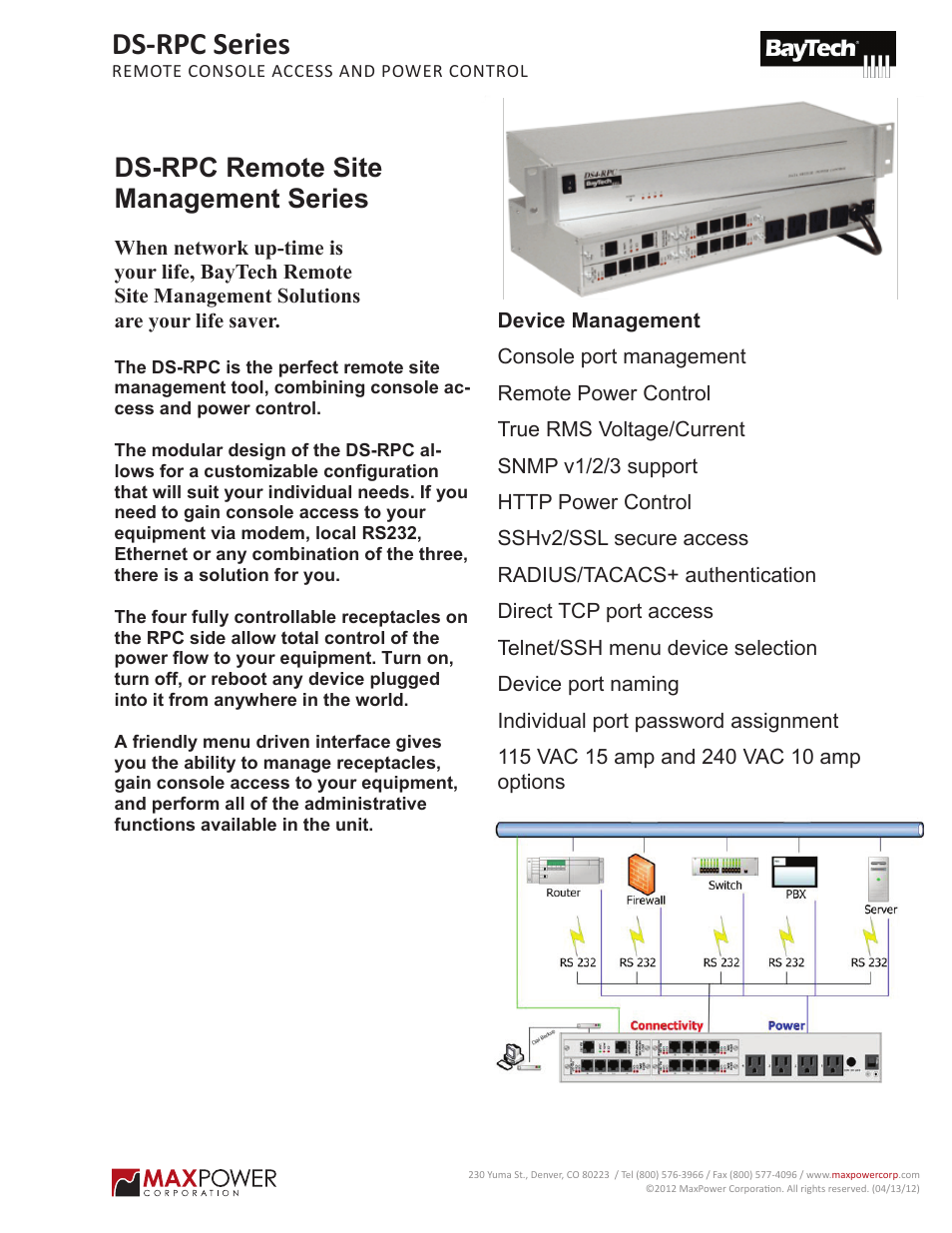 MaxPower Corp DS-RPC Series User Manual | 2 pages