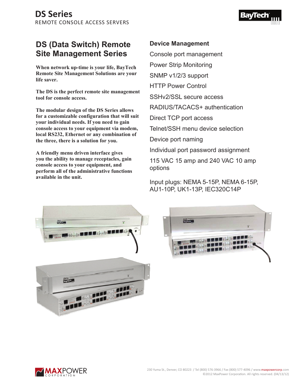 MaxPower Corp DS Series User Manual | 2 pages