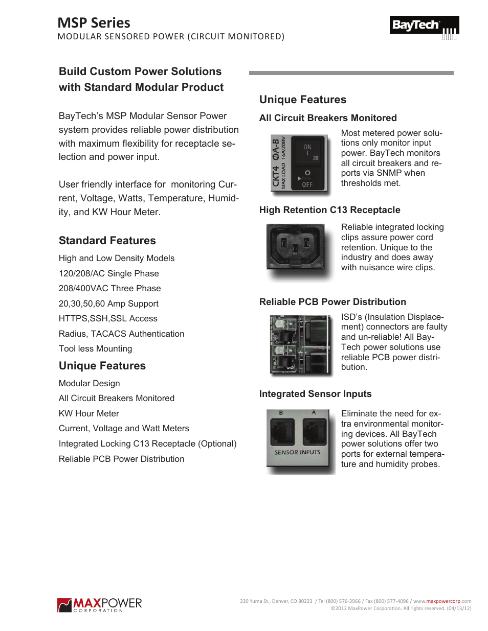 MaxPower Corp MSP Series User Manual | 4 pages