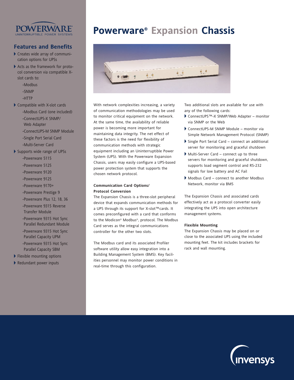 MaxPower Corp Powerware Expansion Chassis User Manual | 2 pages