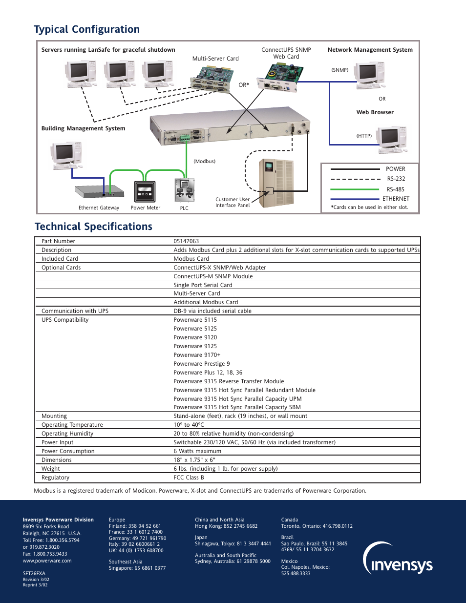 Technical specifications, Typical configuration | MaxPower Corp Powerware Expansion Chassis User Manual | Page 2 / 2
